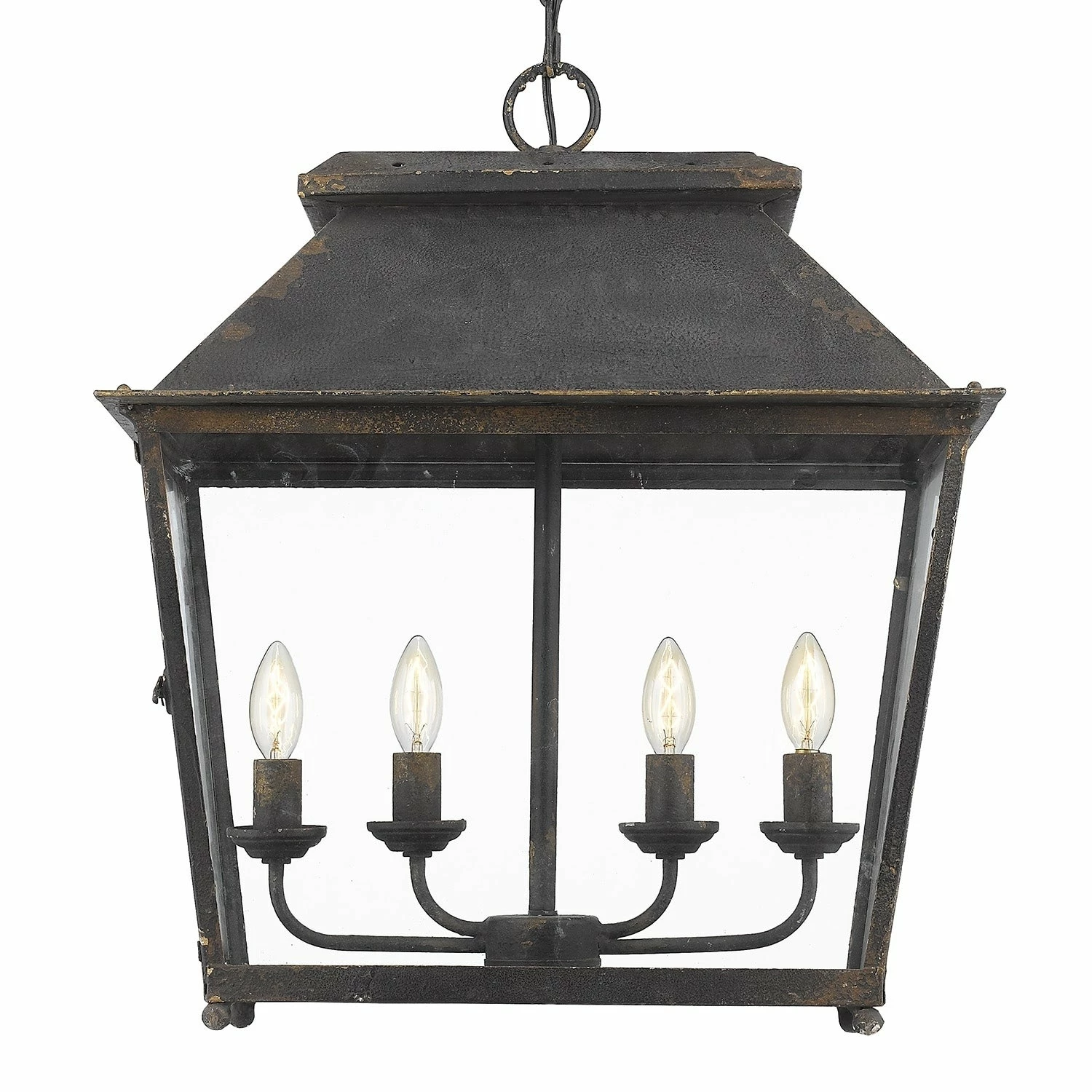 Promo ✨ Golden Lighting Abingdon 4-Light Pendant In Antique Black Iron ✔️ 3 Promo ✨ Golden Lighting Abingdon 4-Light Pendant In Antique Black Iron ✔️