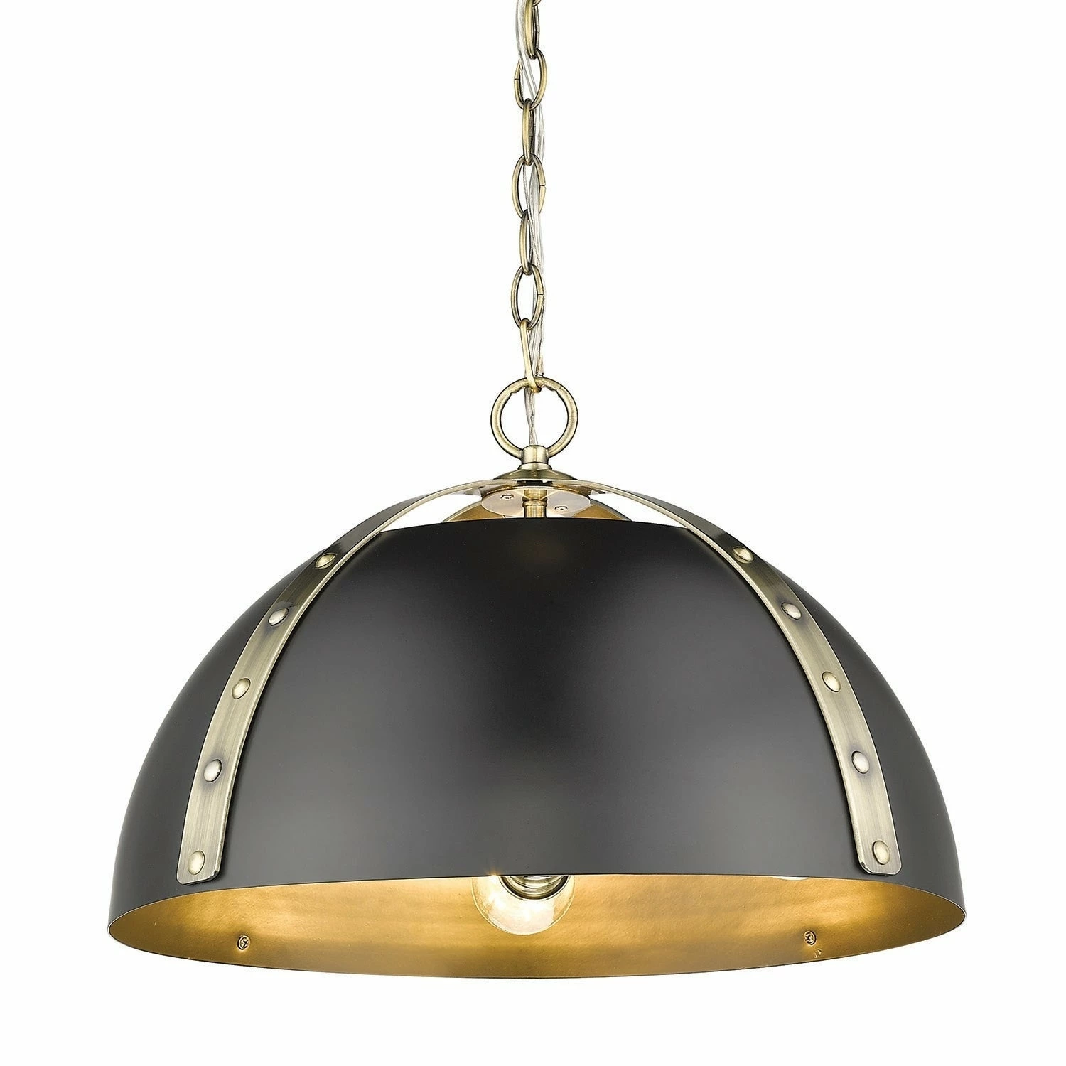 Brand new π Golden Lighting Aldrich 3 Light Pendant Aged Brass With Black Shade π 9 Brand new π Golden Lighting Aldrich 3 Light Pendant Aged Brass With Black Shade π - Image 7