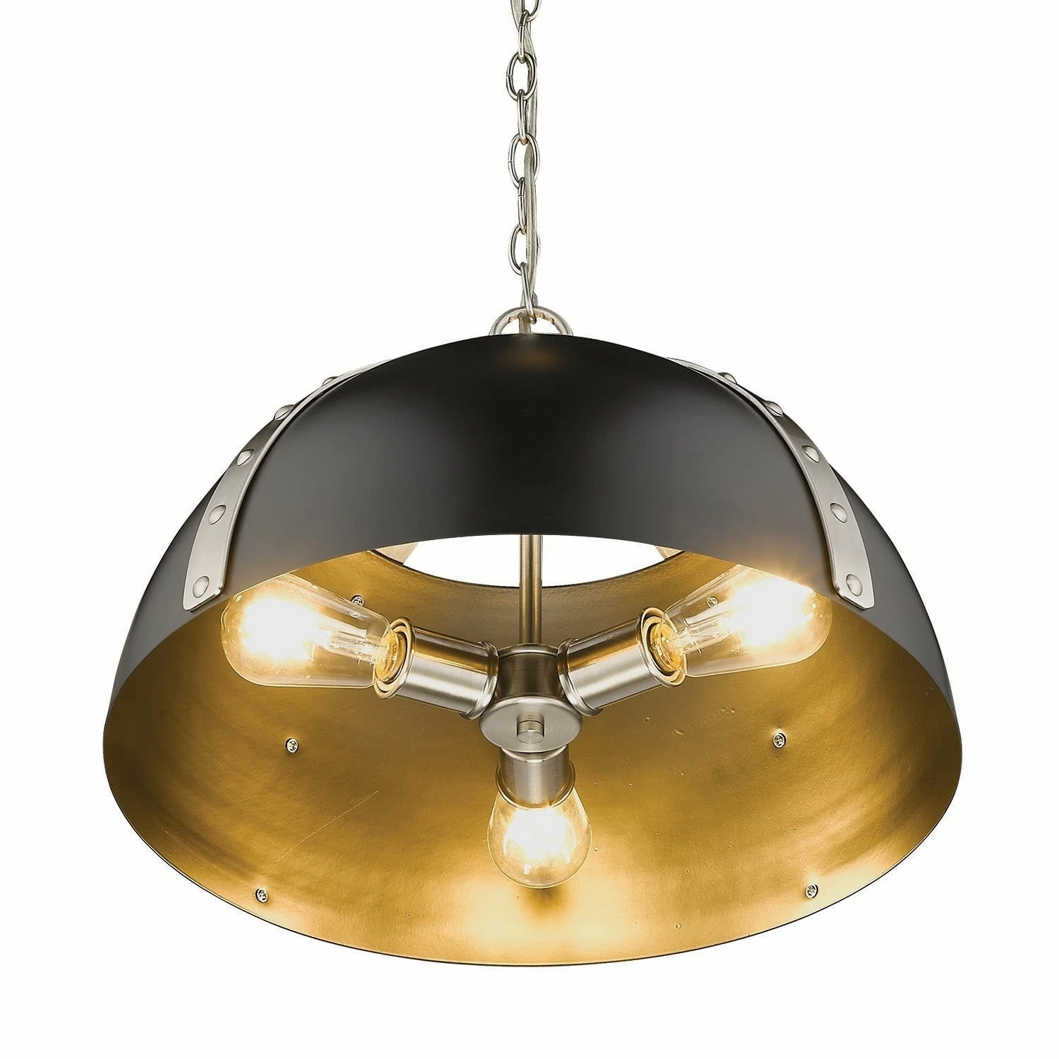 Brand new π Golden Lighting Aldrich 3 Light Pendant Aged Brass With Black Shade π 16 Brand new π Golden Lighting Aldrich 3 Light Pendant Aged Brass With Black Shade π - Image 14