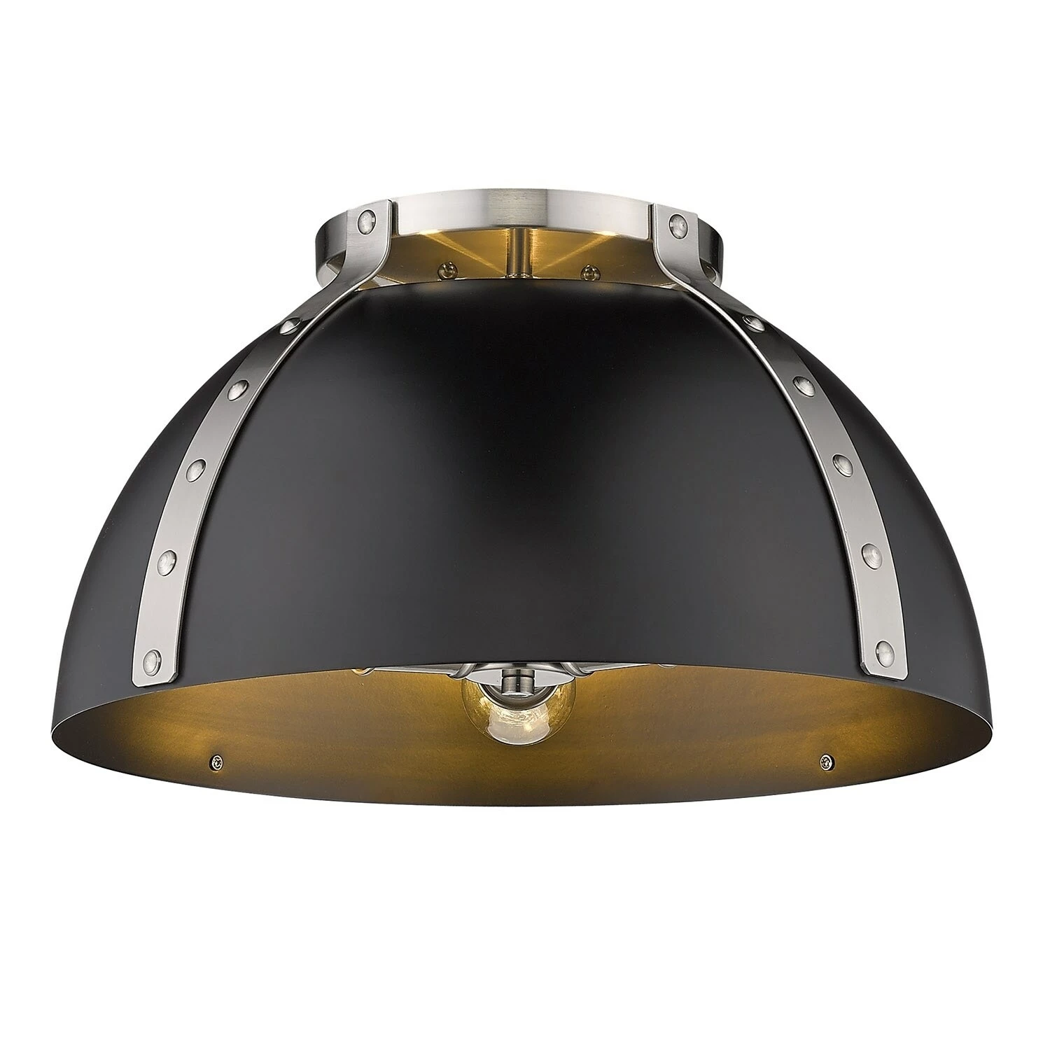Best Sale β Golden Lighting Aldrich Flush Mount - 18" Aged Brass With Black Shade π― - Image 5