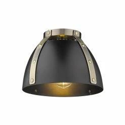 Brand new 💯 Golden Lighting Aldrich Flush Mount Aged Brass With Black Shade 🤩