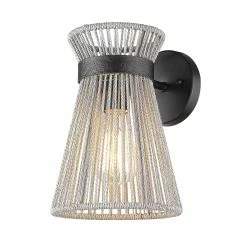 Promo ⌛ Golden Lighting Avon 1 Light Wall Sconce - Bleached Raphia 😉