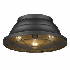 Best Pirce 🛒 Golden Lighting Bartlett Flush Mount - Outdoor Natural Black With Natural Black Metal Cage ⭐