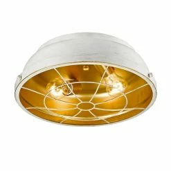 Alternative view of Outlet ✔️ Golden Lighting Bartlett French White Steel Flush Mount Light 🧨