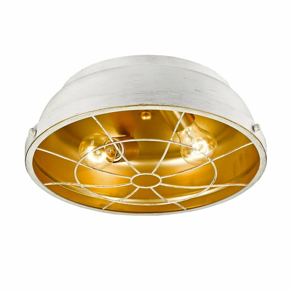 Outlet βοΈ Golden Lighting Bartlett French White Steel Flush Mount Light 𧨠4 Outlet βοΈ Golden Lighting Bartlett French White Steel Flush Mount Light 𧨠- Image 2