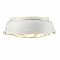 Outlet ✔️ Golden Lighting Bartlett French White Steel Flush Mount Light 🧨