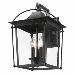 Deals 🔔 Golden Lighting Brigham Large Wall Sconce - Outdoor - Natural Black With Clear Glass 🎉