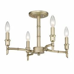 Brand new ๐ฏ Golden Lighting Cambay 4 Light Semi-Flush - White Gold โจ