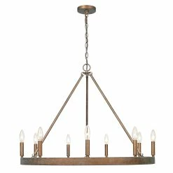 Alternative view of Best Sale 🔔 Golden Lighting Carraway 9 Light Chandelier - Copper Patina ✔️