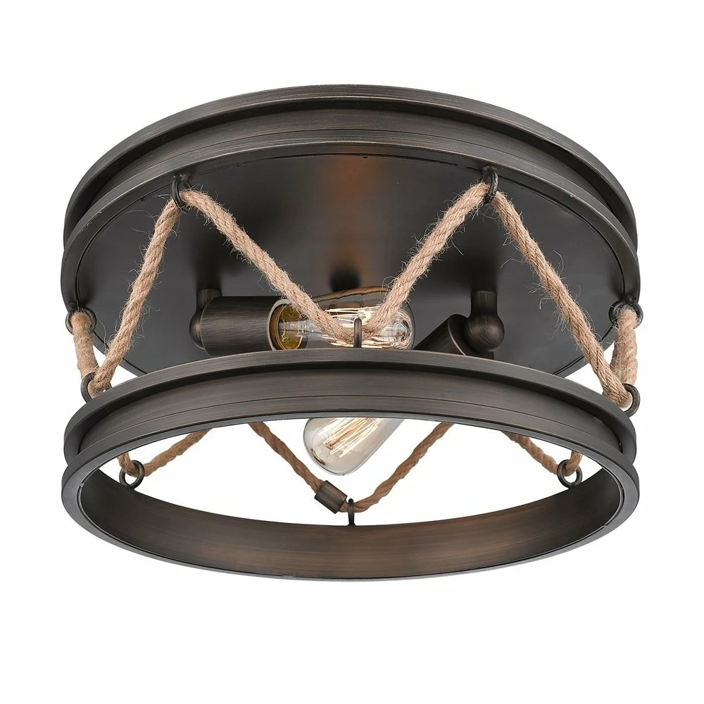 New ๐ Golden Lighting Chatham 2-Light Flush Mount In Gunmetal Bronze ๐ - Image 3
