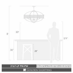 Alternative view of Deals 🛒 Golden Lighting Colson PW Linear Pewter-finish Pendant Light ⭐