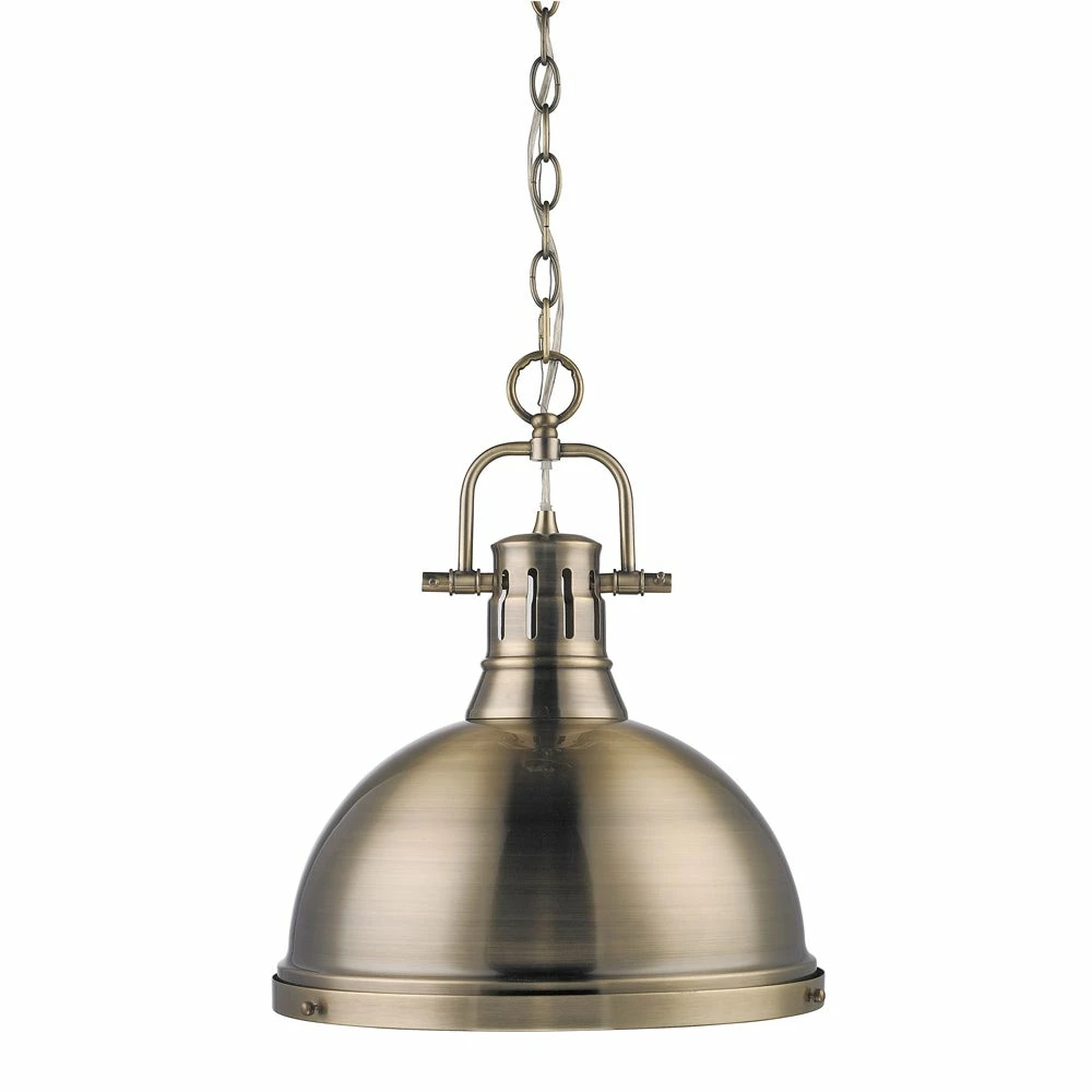 Budget β¨ Golden Lighting Duncan 1 Light Pendant With Chain In Aged Brass With A Aged Brass π₯° 4 Budget β¨ Golden Lighting Duncan 1 Light Pendant With Chain In Aged Brass With A Aged Brass π₯° - Image 2