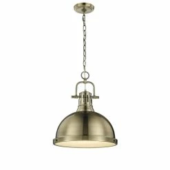 Budget β¨ Golden Lighting Duncan 1 Light Pendant With Chain In Aged Brass With A Aged Brass π₯°