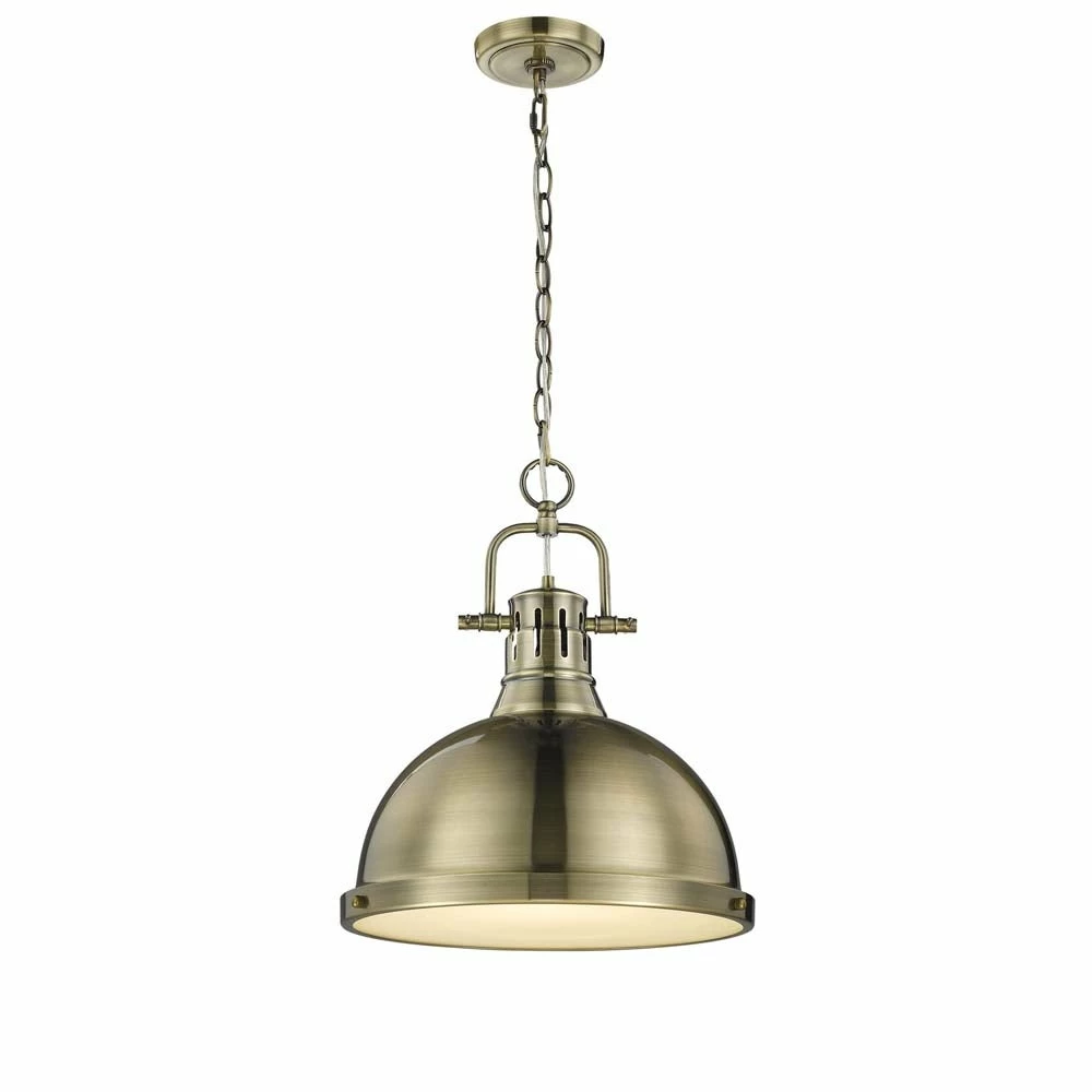 Budget β¨ Golden Lighting Duncan 1 Light Pendant With Chain In Aged Brass With A Aged Brass π₯° 3 Budget β¨ Golden Lighting Duncan 1 Light Pendant With Chain In Aged Brass With A Aged Brass π₯°