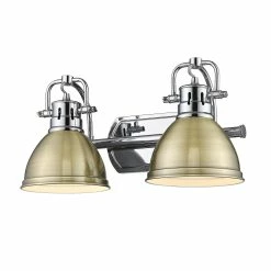 Discount 💯 Golden Lighting Duncan 2 Light Bath Vanity Pewter With Aged Brass Shades 🎁