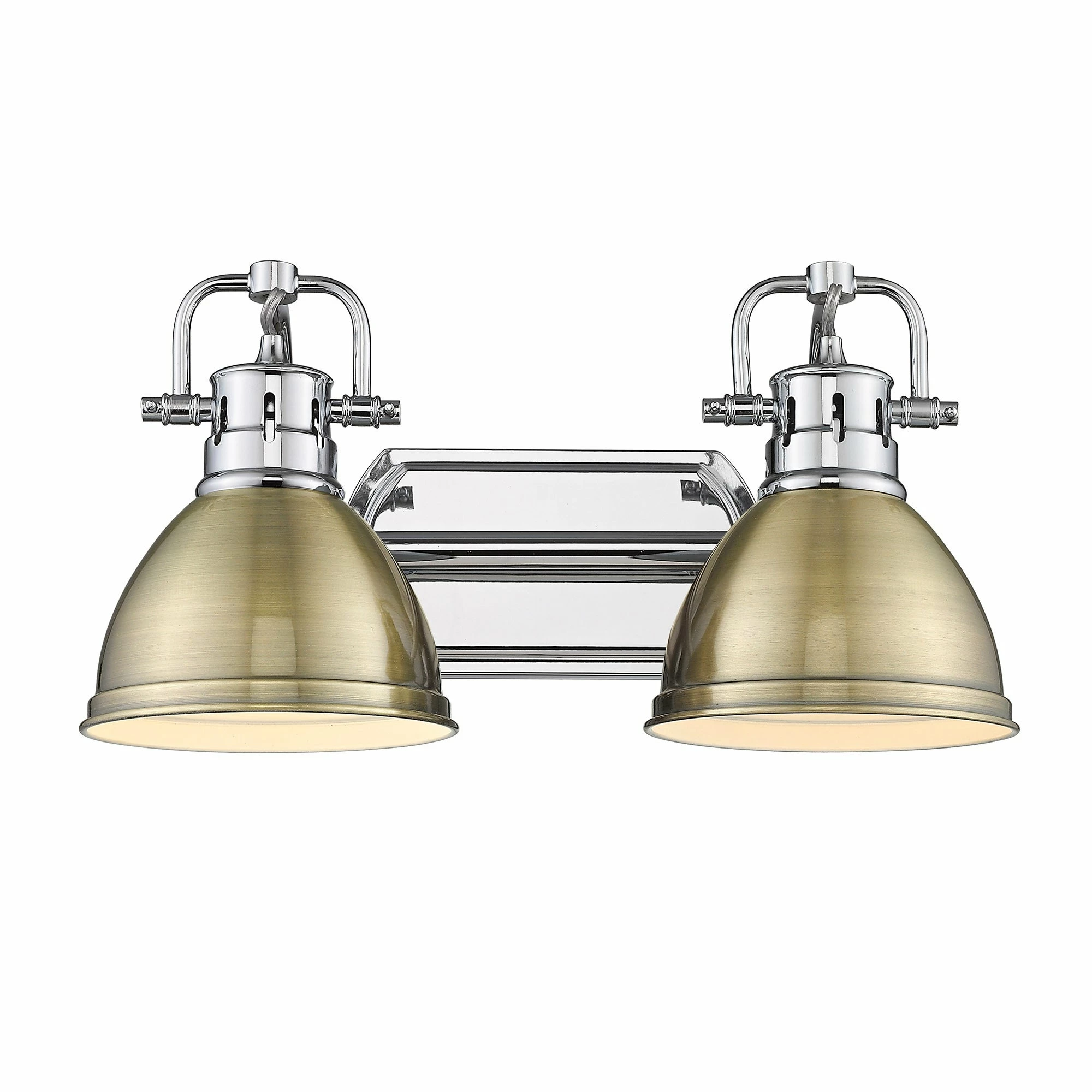 Discount π― Golden Lighting Duncan 2 Light Bath Vanity Pewter With Aged Brass Shades π 4 Discount π― Golden Lighting Duncan 2 Light Bath Vanity Pewter With Aged Brass Shades π - Image 2