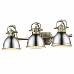Best deal 😍 Golden Lighting Duncan 3-light Vintage Bathroom Vanity Light Pewter With Aged Brass 👍