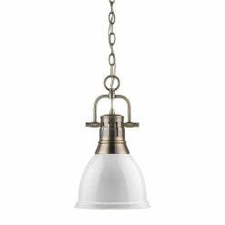 Top 10 🧨 Golden Lighting Duncan Mini Pendant With Chain In Aged Brass With A White ❤️ -Golden Lighting Sales Duncan Mini Pendant with Chain in Aged Brass with a White d30be6ce c30e 4355 bbb8 f849361357ca