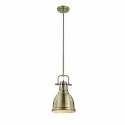 Flash Sale ๐ Golden Lighting Duncan Small Pendant With Rod In Aged Brass With An Aged Brass Shade Black With Matte Black Shade ๐คฉ