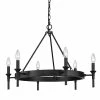 Best Sale ⌛ Golden Lighting Edinburgh 6 Light Chandelier Matte Black With Modern White Shade 😍 -Golden Lighting Sales Edinburgh 6 Light Chandelier