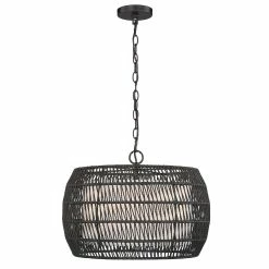 Alternative view of Coupon 💯 Golden Lighting Everly 4 Light Chandelier - 19"x13.5" Matte Black With Modern Black Rattan 💯