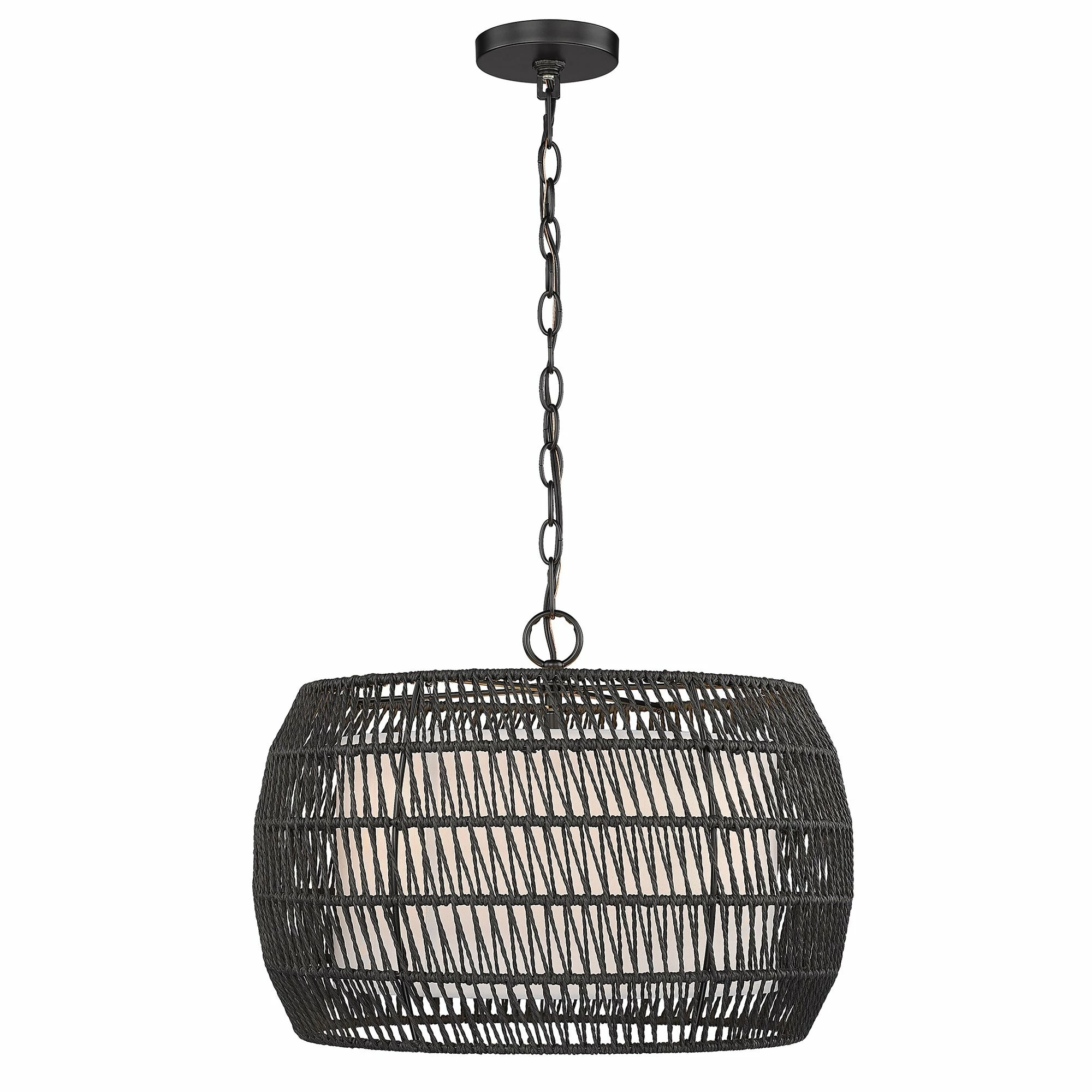 Coupon π― Golden Lighting Everly 4 Light Chandelier - 19"x13.5" Matte Black With Modern Black Rattan π― 4 Coupon π― Golden Lighting Everly 4 Light Chandelier - 19"x13.5" Matte Black With Modern Black Rattan π― - Image 2