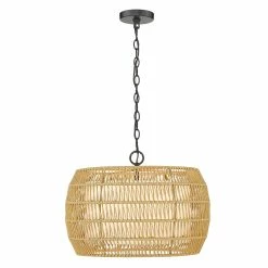 Coupon π― Golden Lighting Everly 4 Light Chandelier - 19"x13.5" Matte Black With Modern Black Rattan π―