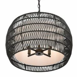 Coupon π― Golden Lighting Everly 4 Light Chandelier - 19"x13.5" Matte Black With Modern Black Rattan π― 16 Coupon π― Golden Lighting Everly 4 Light Chandelier - 19"x13.5" Matte Black With Modern Black Rattan π― -Golden Lighting Sales Everly 4 Light Chandelier 4