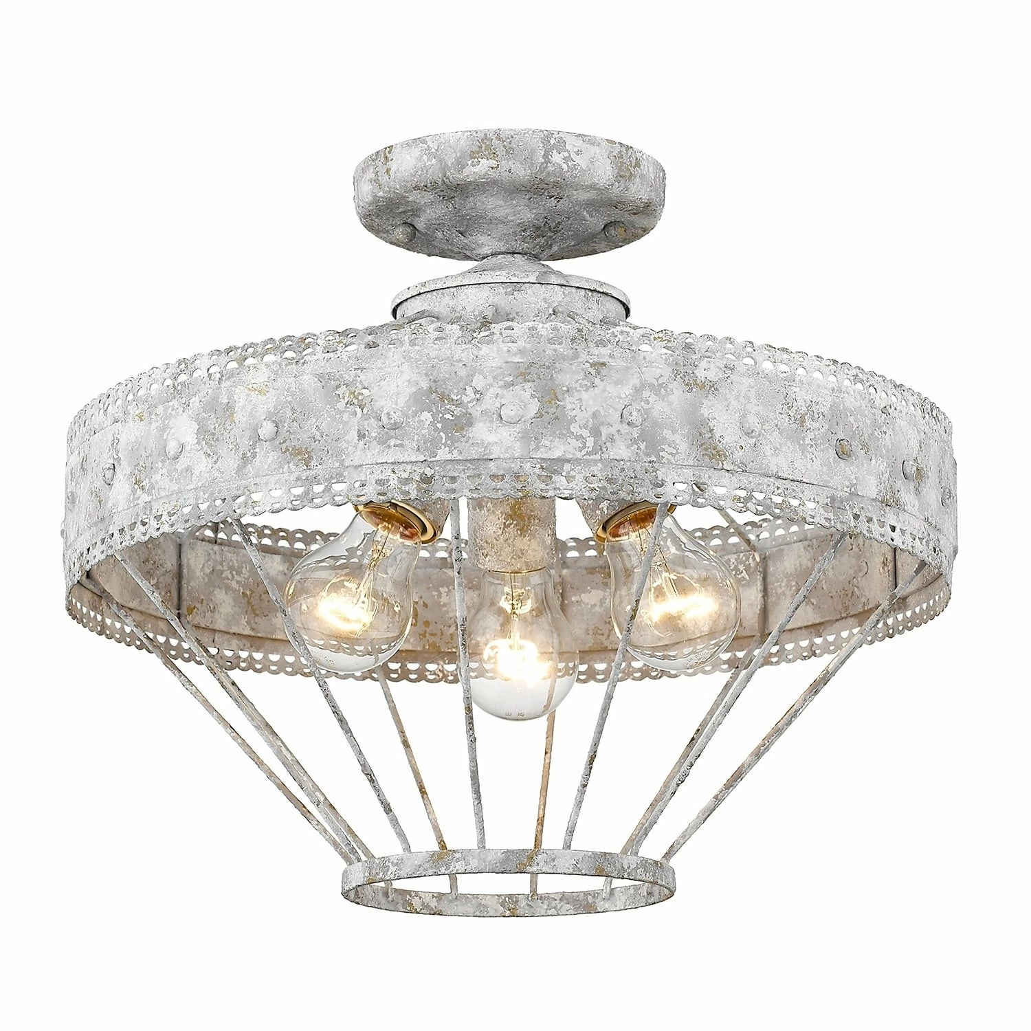 New β Golden Lighting Ferris Semi-Flush In Oyster π 4 New β Golden Lighting Ferris Semi-Flush In Oyster π - Image 2
