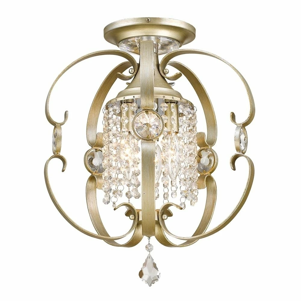 Outlet β Golden LIghting Ella White/Goldtone Metal Semi-flush Fixture 𧨠- Image 5