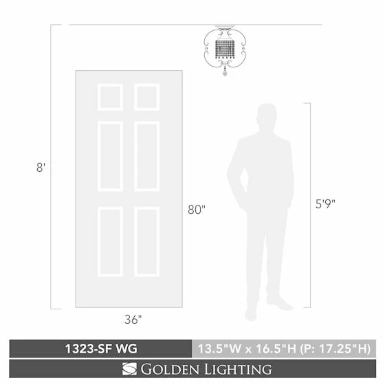Outlet β Golden LIghting Ella White/Goldtone Metal Semi-flush Fixture 𧨠- Image 2