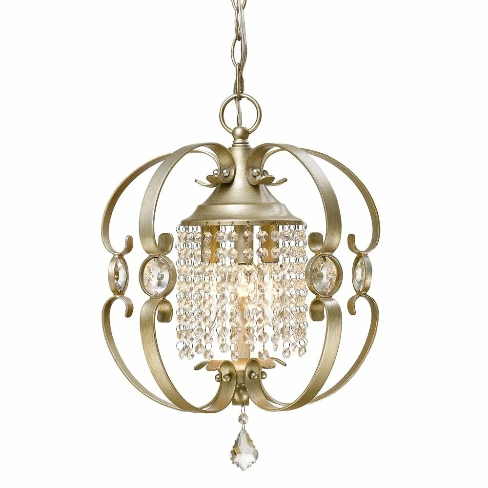 Outlet β Golden LIghting Ella White/Goldtone Metal Semi-flush Fixture 𧨠- Image 4