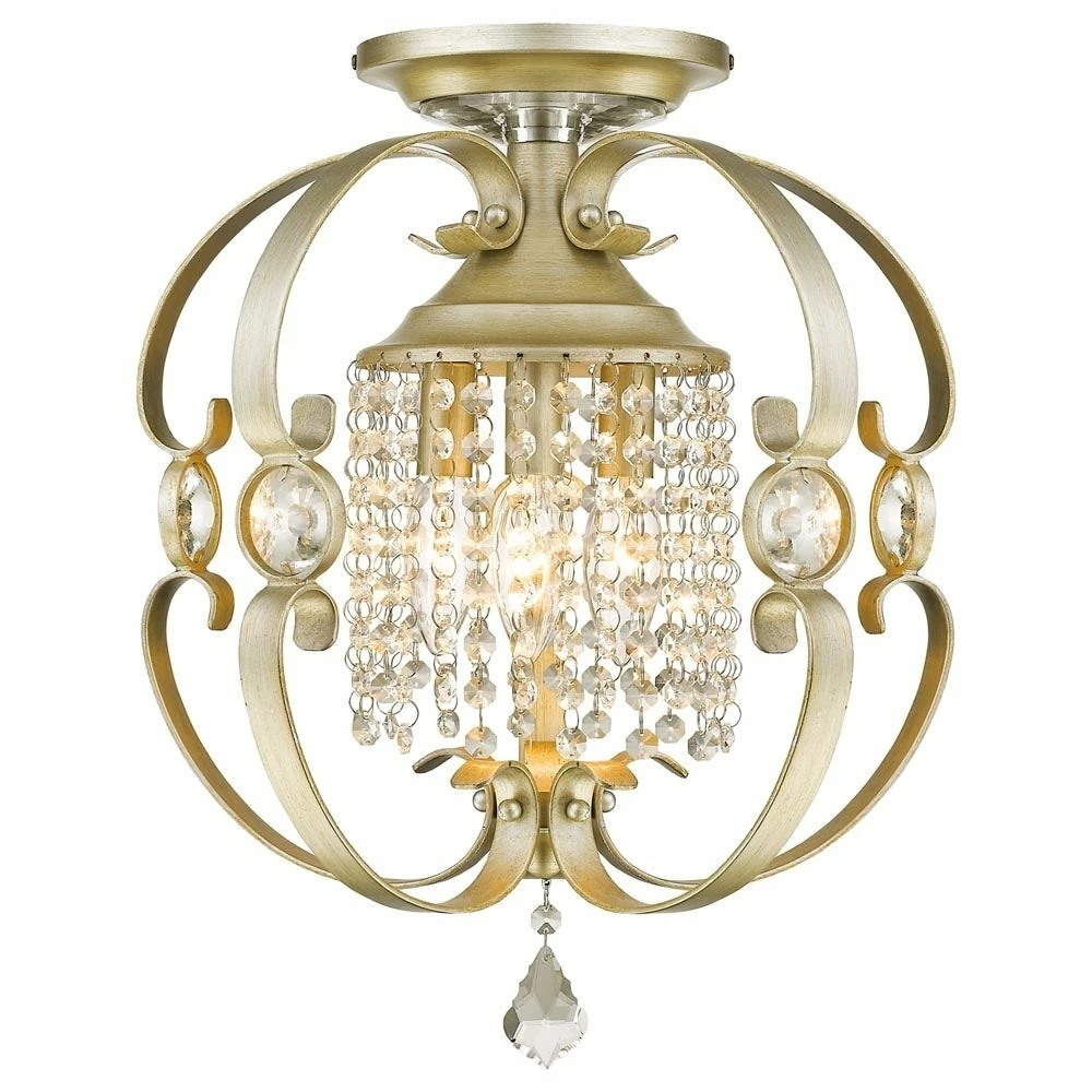 Outlet β Golden LIghting Ella White/Goldtone Metal Semi-flush Fixture π§¨