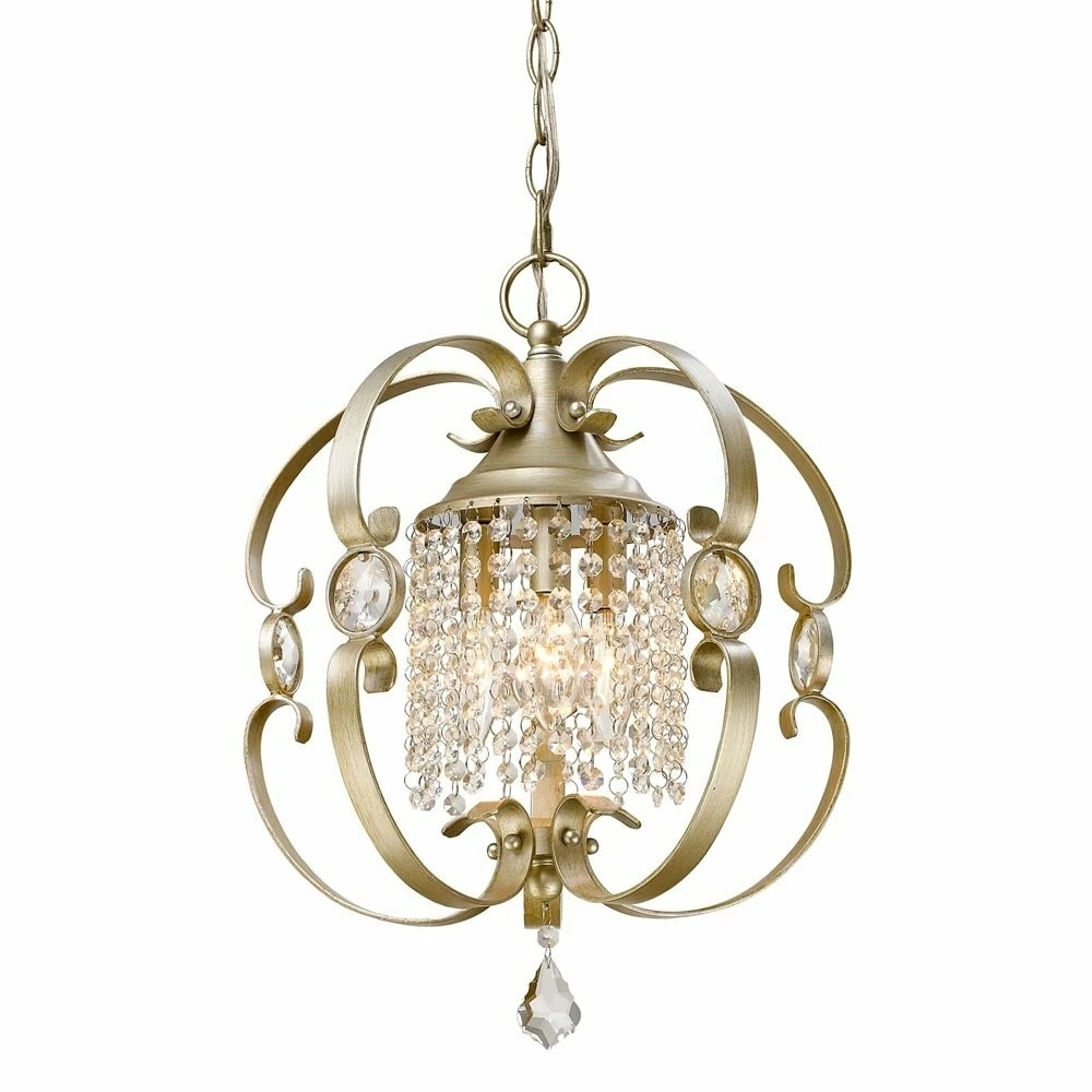Outlet β Golden LIghting Ella White/Goldtone Metal Semi-flush Fixture 𧨠- Image 3