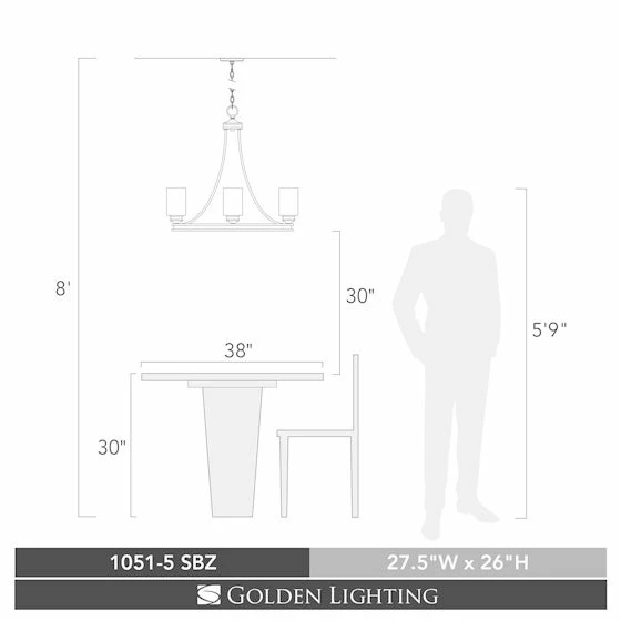 Flash Sale βοΈ Golden Lighting Hidalgo Bronze Steel 5-light Chandelier π - Image 2