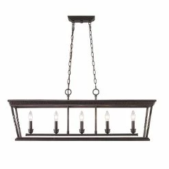 Cheapest 🎉 Golden Lighting Davenport Etruscan Bronze 5-light Linear Pendant ❤️