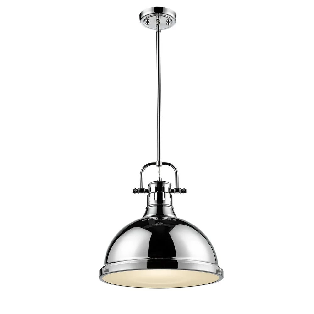 Cheapest π Golden Lighting Duncan 1-light Steel Pendant Light Fixture Chrome With White Shade π 4 Cheapest π Golden Lighting Duncan 1-light Steel Pendant Light Fixture Chrome With White Shade π - Image 2