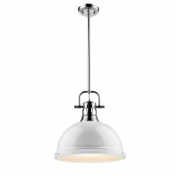 Cheapest π Golden Lighting Duncan 1-light Steel Pendant Light Fixture Chrome With White Shade π 22 Cheapest π Golden Lighting Duncan 1-light Steel Pendant Light Fixture Chrome With White Shade π -Golden Lighting Sales Golden Lighting Duncan 1 light Chrome Steel Pendant 2