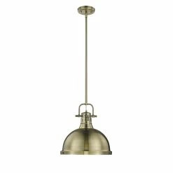 Buy 🧨 Golden Lighting Duncan Aged Brass 1-light Pendant Black With Seafoam Shade 💯