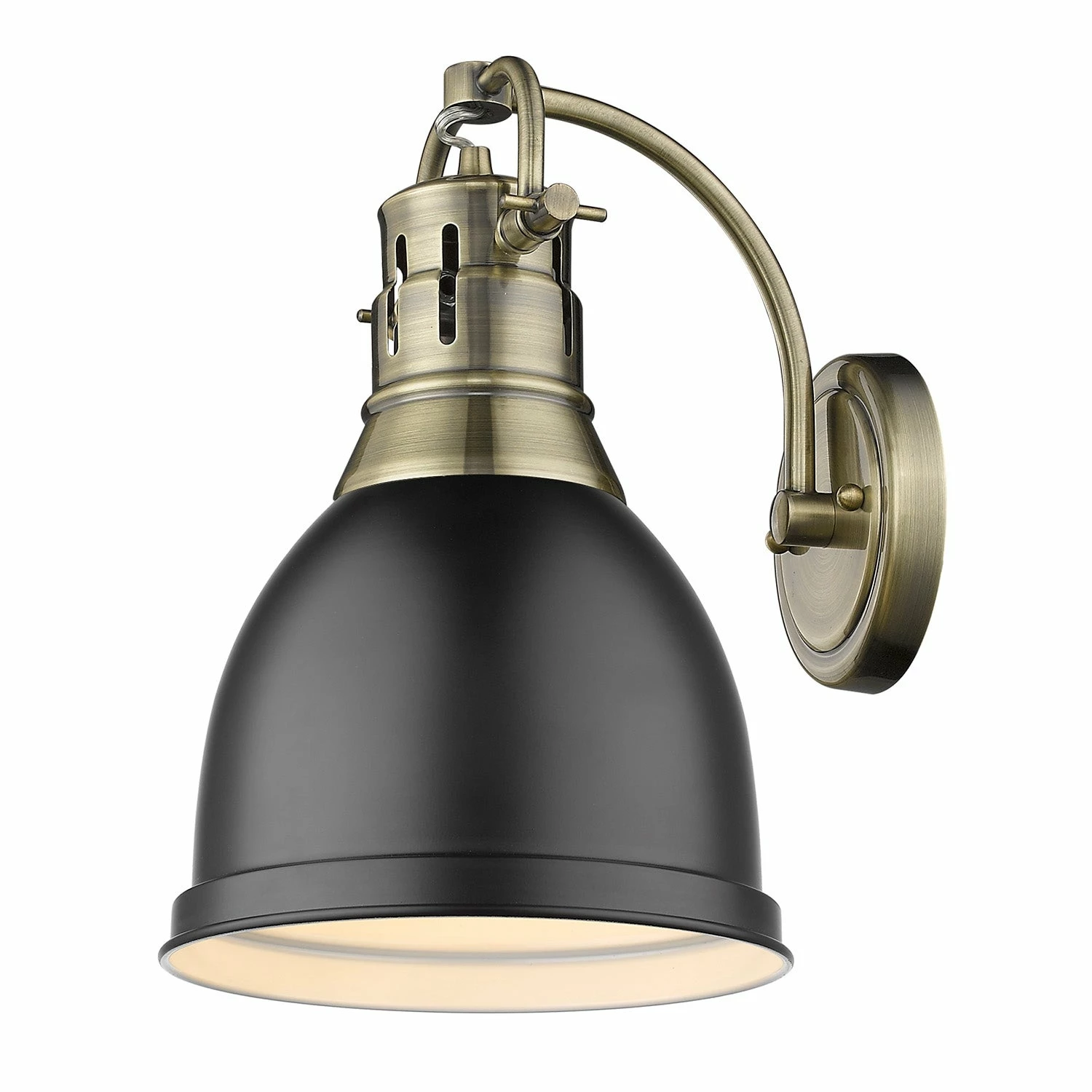 Best deal π₯° Golden Lighting Duncan Aged Brass 1-light Wall Sconce Aged Brass With Matte Black Shade π - Image 15