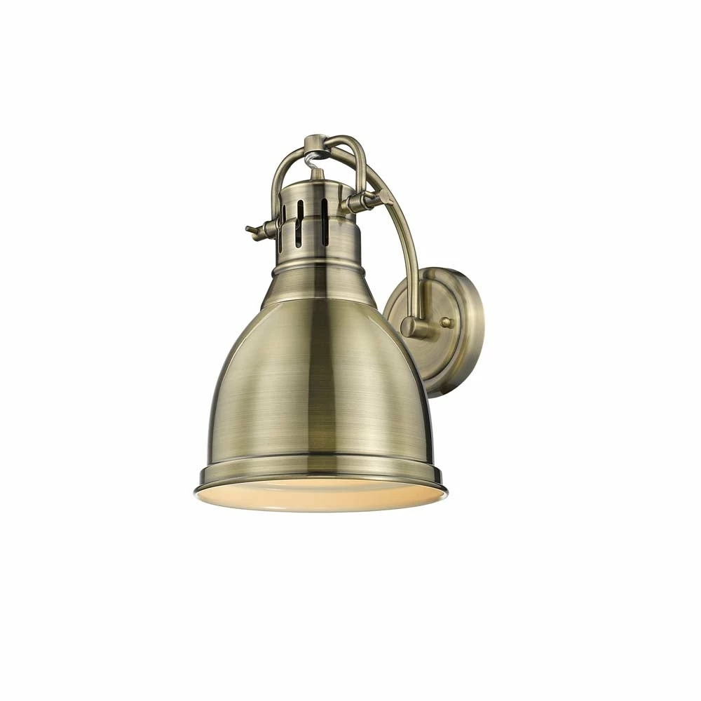 Best deal π₯° Golden Lighting Duncan Aged Brass 1-light Wall Sconce Aged Brass With Matte Black Shade π