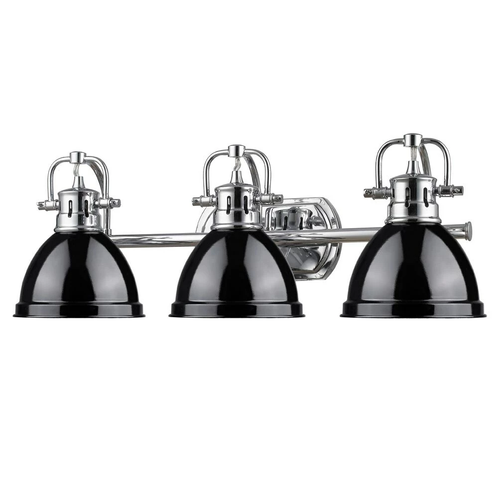 Cheap π Golden Lighting Duncan Chrome 3-light Bath Vanity With Black Shades 𧨠6 Cheap π Golden Lighting Duncan Chrome 3-light Bath Vanity With Black Shades 𧨠- Image 4