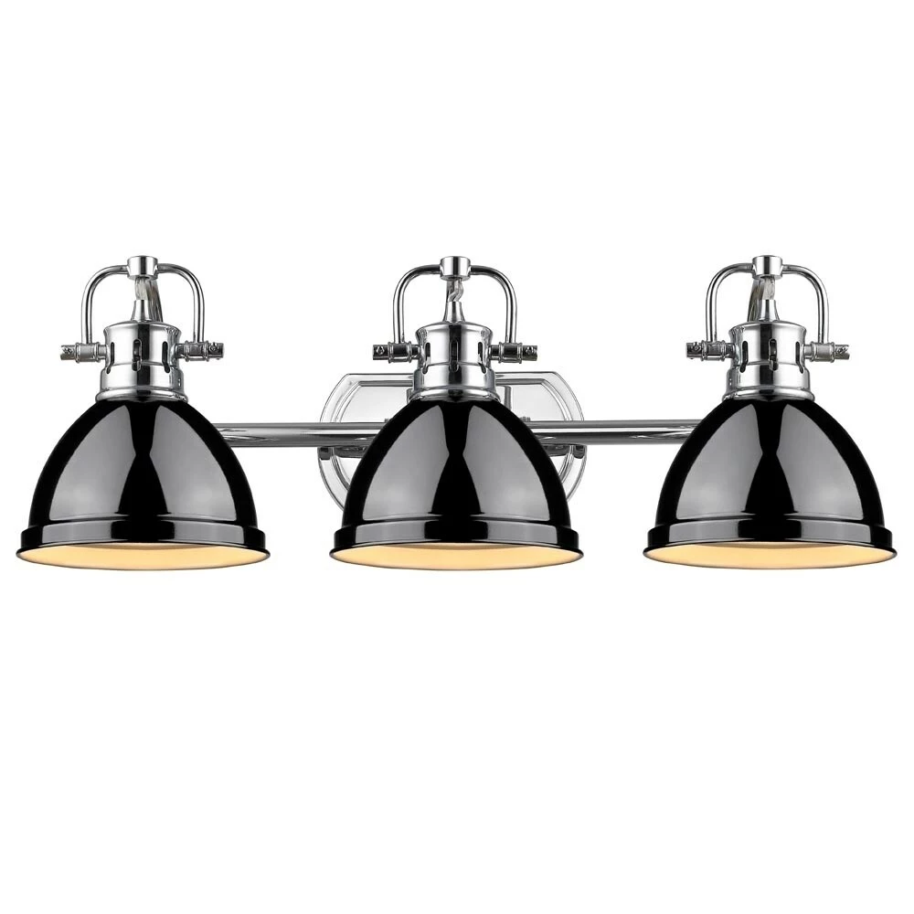 Cheap π Golden Lighting Duncan Chrome 3-light Bath Vanity With Black Shades 𧨠5 Cheap π Golden Lighting Duncan Chrome 3-light Bath Vanity With Black Shades 𧨠- Image 3