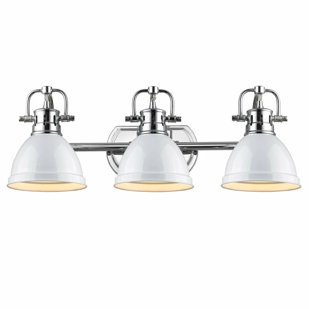 Best Sale β Golden Lighting Duncan Chrome 3-light Bath Vanity With White Shades π₯ - Image 4
