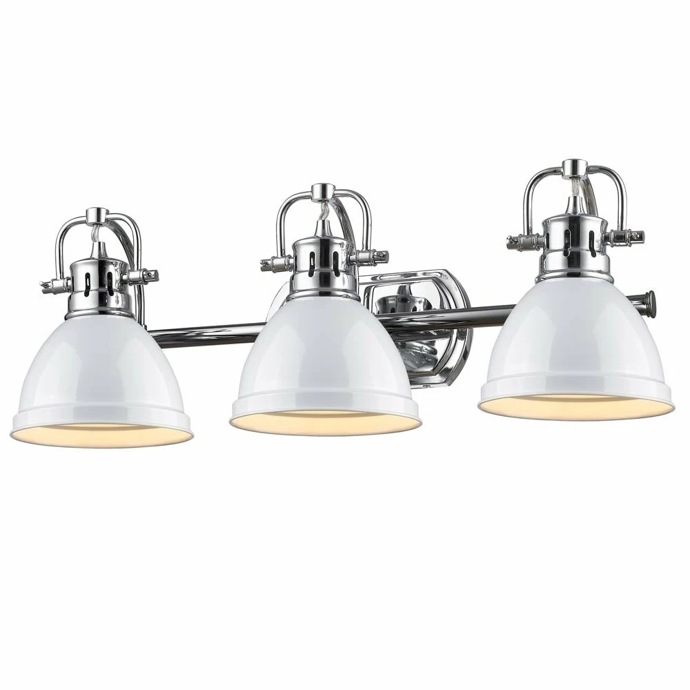 Best Sale β Golden Lighting Duncan Chrome 3-light Bath Vanity With White Shades π₯