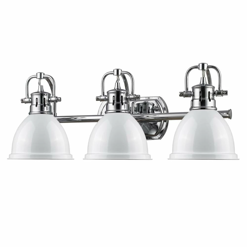 Best Sale β Golden Lighting Duncan Chrome 3-light Bath Vanity With White Shades π₯ - Image 3