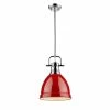 Hot Sale 🌟 Golden Lighting Duncan Chrome Rod/Red Shade Small Pendant 🤩 -Golden Lighting Sales Golden Lighting Duncan Chrome Rod Red Shade Small Pendant bba150e0 2994 4f15 aea9 c52451e90c82