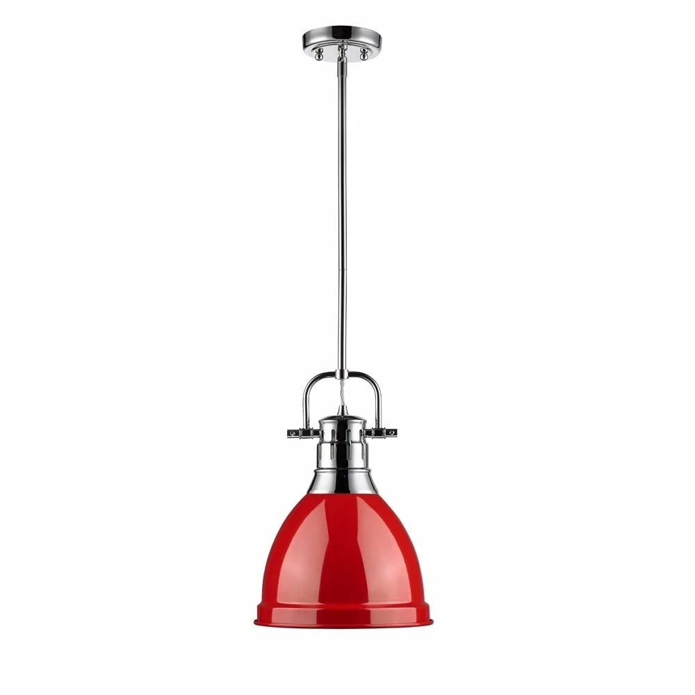 Hot Sale π Golden Lighting Duncan Chrome Rod/Red Shade Small Pendant π€© 5 Hot Sale π Golden Lighting Duncan Chrome Rod/Red Shade Small Pendant π€© - Image 3