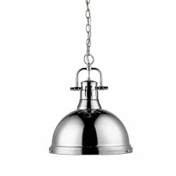 New π Golden Lighting Duncan Chrome Single Light Pendant π₯