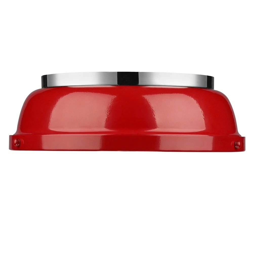 Discount βοΈ Golden Lighting Duncan Chrome Steel 14-inch Flush Mount With Red Shade π - Image 3